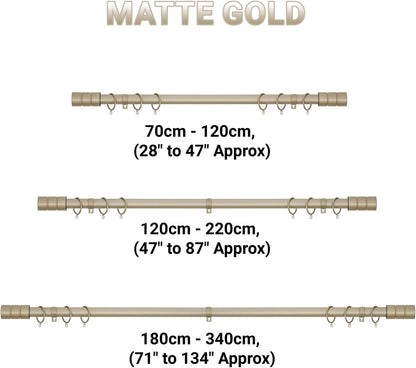 Plain Barrel Metal Extendable Curtain Pole with Rings and Fittings (25/28mm)