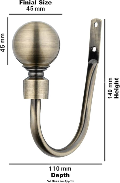 Plain Round Ball Metal Extendable Curtain Pole with Rings and Fittings (25/28mm)