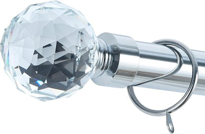 Gem Crystal Ball Metal Extendable Curtain Pole with Rings and Fittings (25/28mm)
