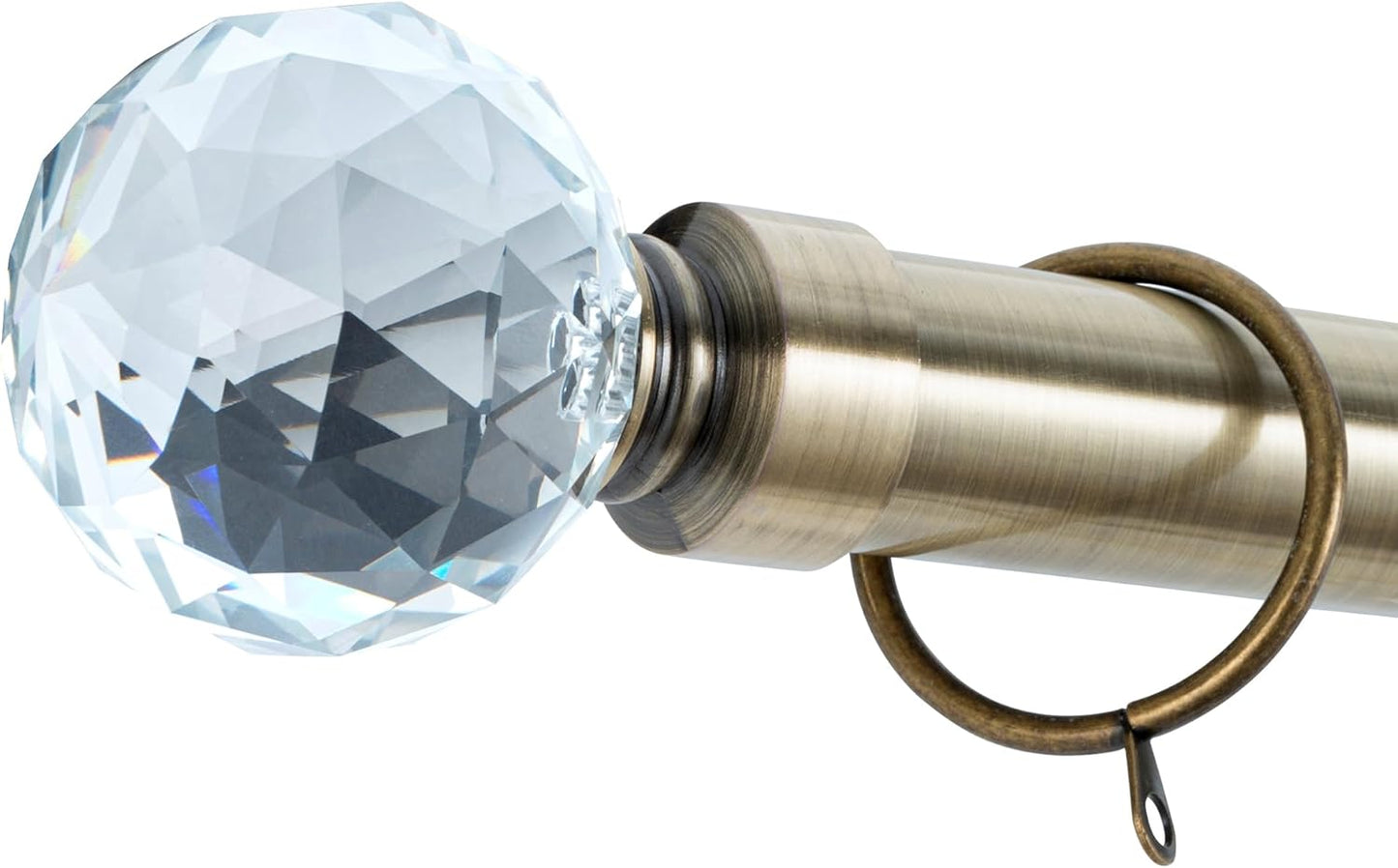 Gem Crystal Ball Metal Extendable Curtain Pole with Rings and Fittings (25/28mm)