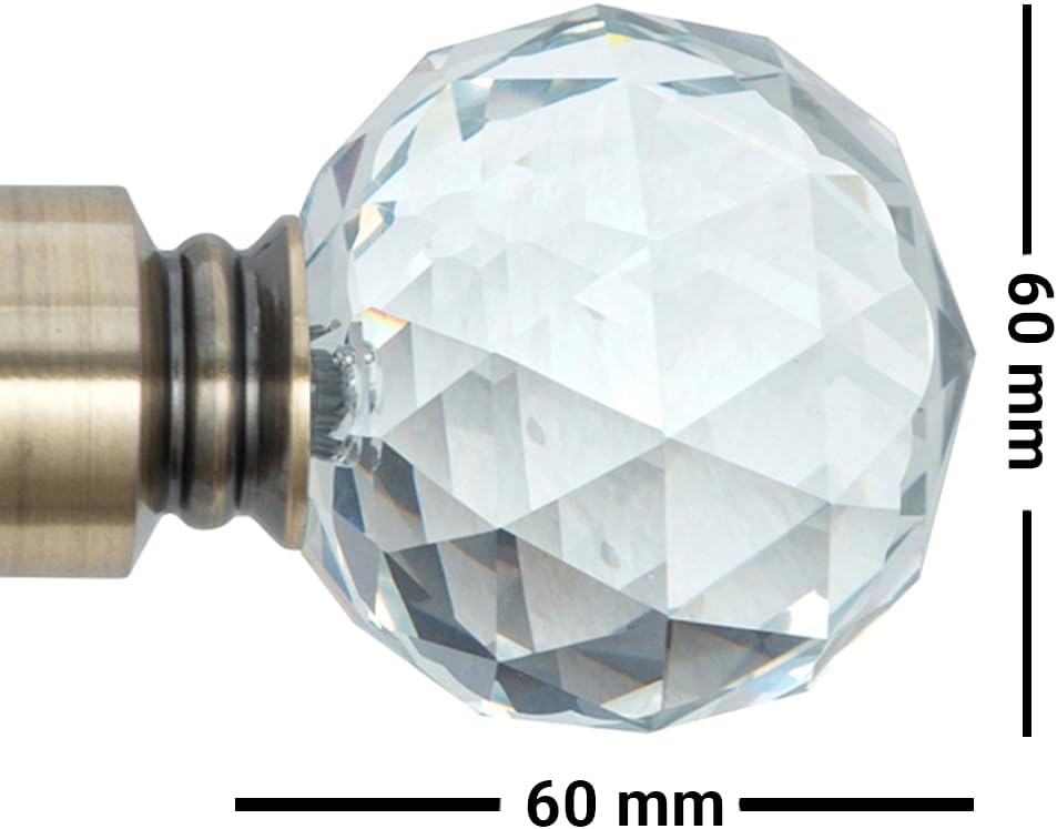 Gem Crystal Ball Metal Extendable Curtain Pole with Rings and Fittings (25/28mm)