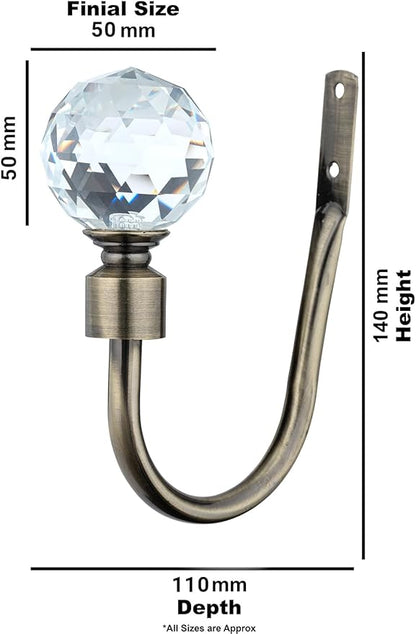 Gem Crystal Ball Metal Extendable Curtain Pole with Rings and Fittings (25/28mm)