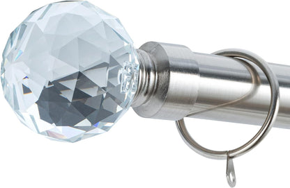 Gem Crystal Ball Metal Extendable Curtain Pole with Rings and Fittings (25/28mm)