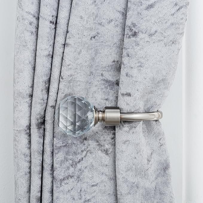 Gem Crystal Ball Metal Extendable Curtain Pole with Rings and Fittings (25/28mm)