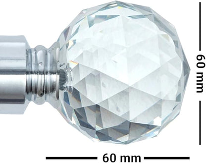 Gem Crystal Ball Metal Extendable Curtain Pole with Rings and Fittings (25/28mm)
