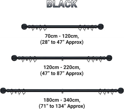 Geo Ball Metal Extendable Curtain Pole With Rings and Fittings (25/28mm)