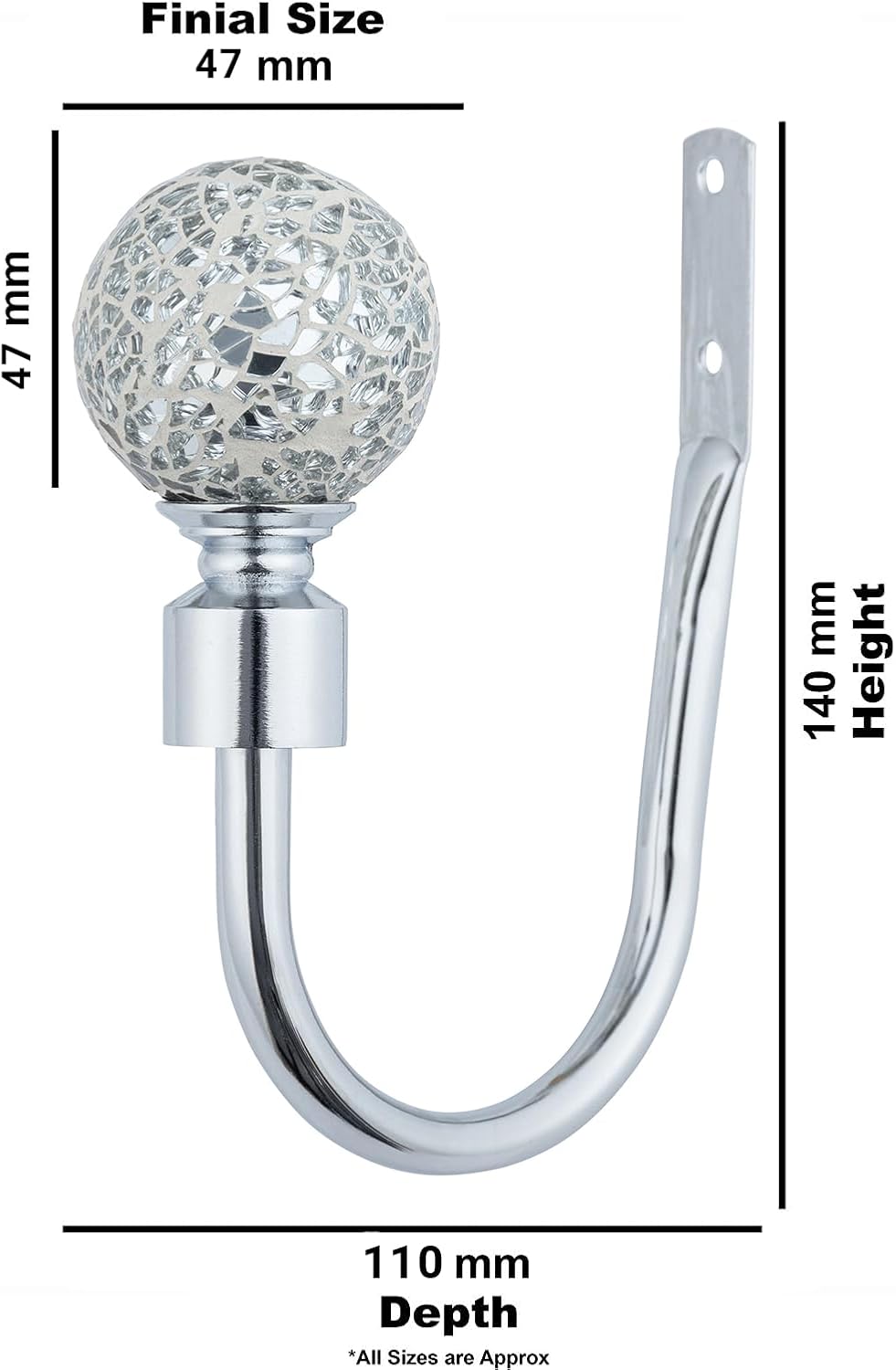 Crackle Ball Metal Extendable Curtain Pole with Rings and Fittings (25/28mm)
