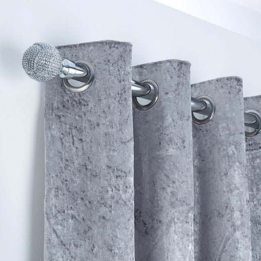Knotted Ball Metal Extendable Curtain Pole With Rings and Fittings (25-28mm)