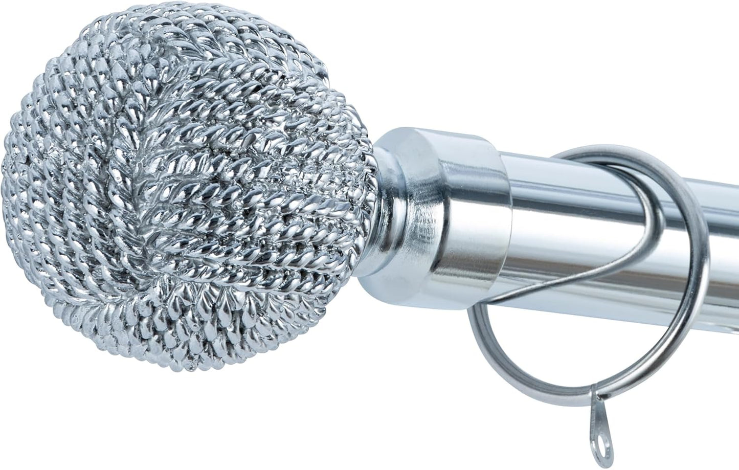Knotted Ball Metal Extendable Curtain Pole With Rings and Fittings (25-28mm)
