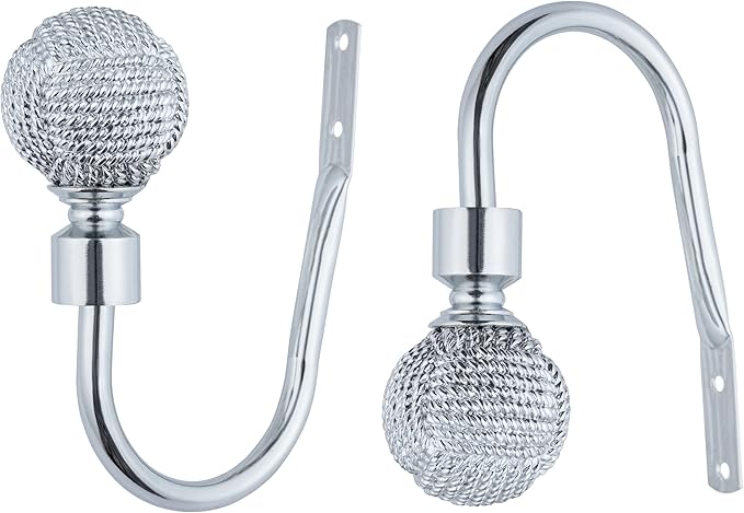 Knotted Ball Metal Extendable Curtain Pole With Rings and Fittings (25-28mm)
