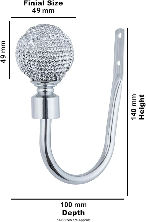 Knotted Ball Metal Extendable Curtain Pole With Rings and Fittings (25-28mm)