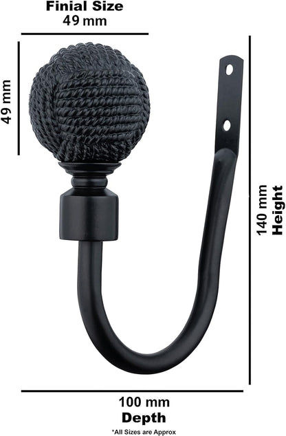 Knotted Ball Metal Extendable Curtain Pole With Rings and Fittings (25-28mm)