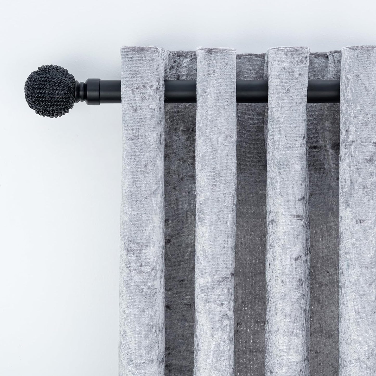 Knotted Ball Metal Extendable Curtain Pole With Rings and Fittings (25-28mm)