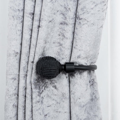 Knotted Ball Metal Extendable Curtain Pole With Rings and Fittings (25-28mm)