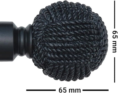 Knotted Ball Metal Extendable Curtain Pole With Rings and Fittings (25-28mm)