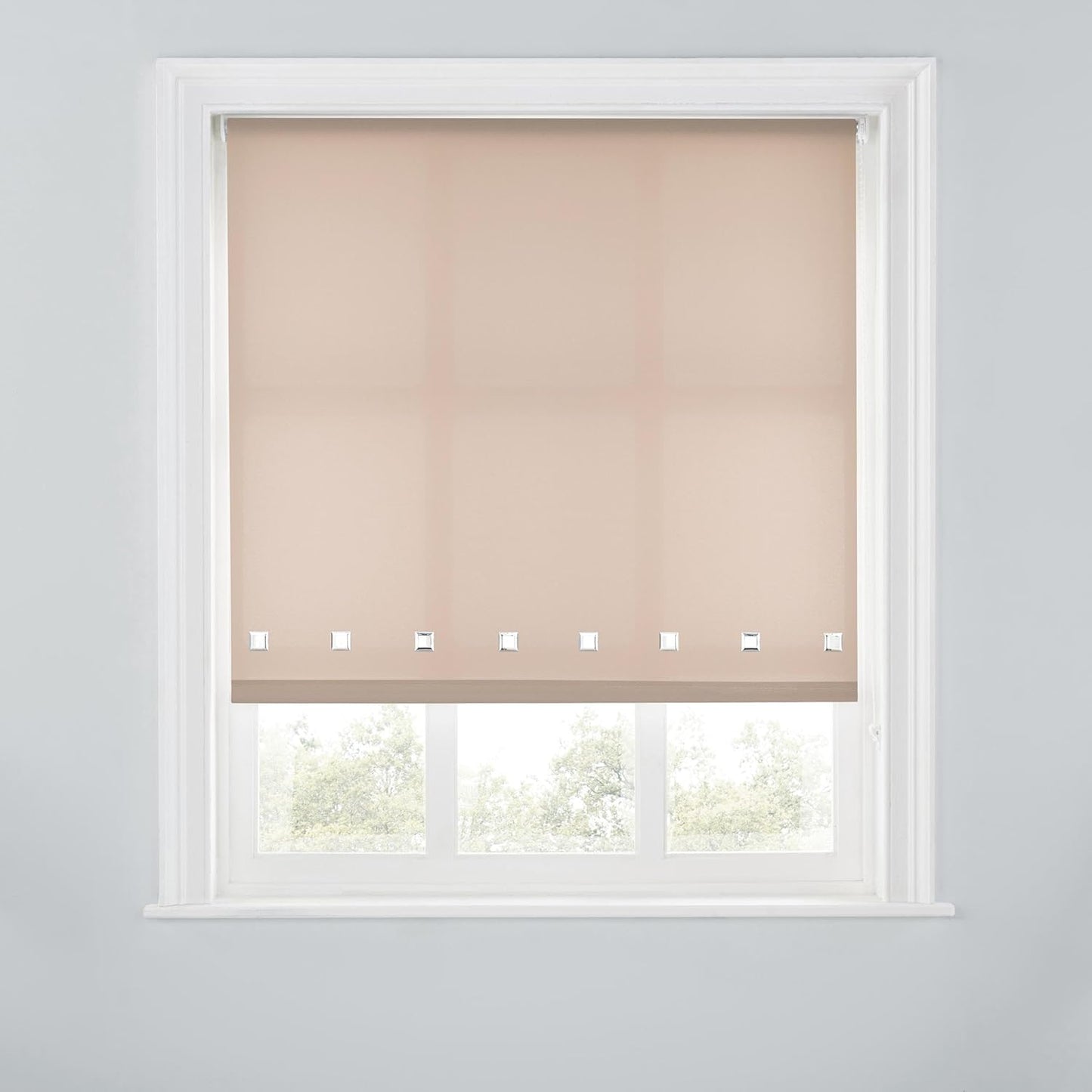 Premium Trimmable Square Eyelet Roller Window Blind – Light Filtering Fabric, Child Safe Chain for Bedroom, Kitchen, Living Room