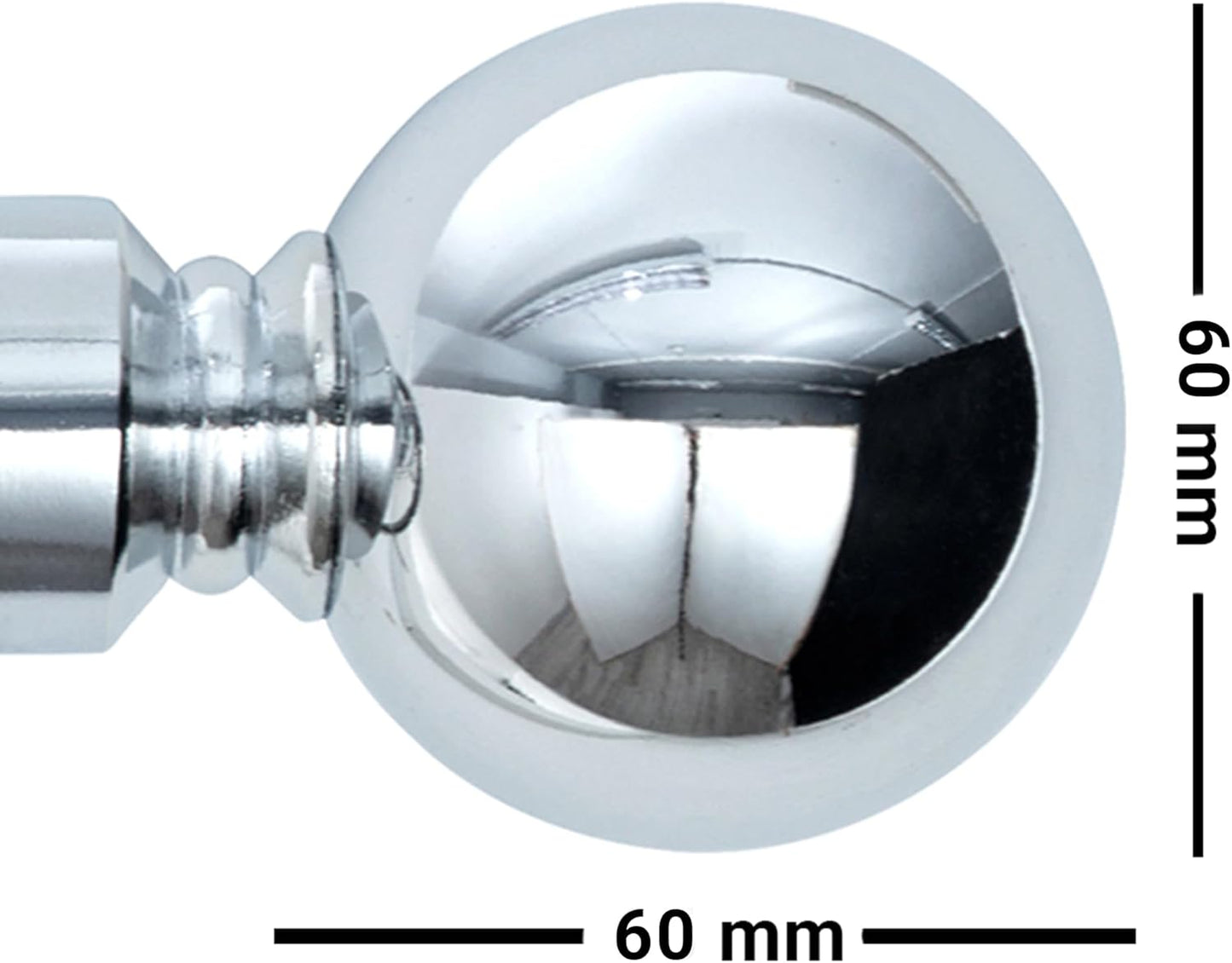 Plain Round Ball Metal Extendable Curtain Pole with Rings and Fittings (25/28mm)
