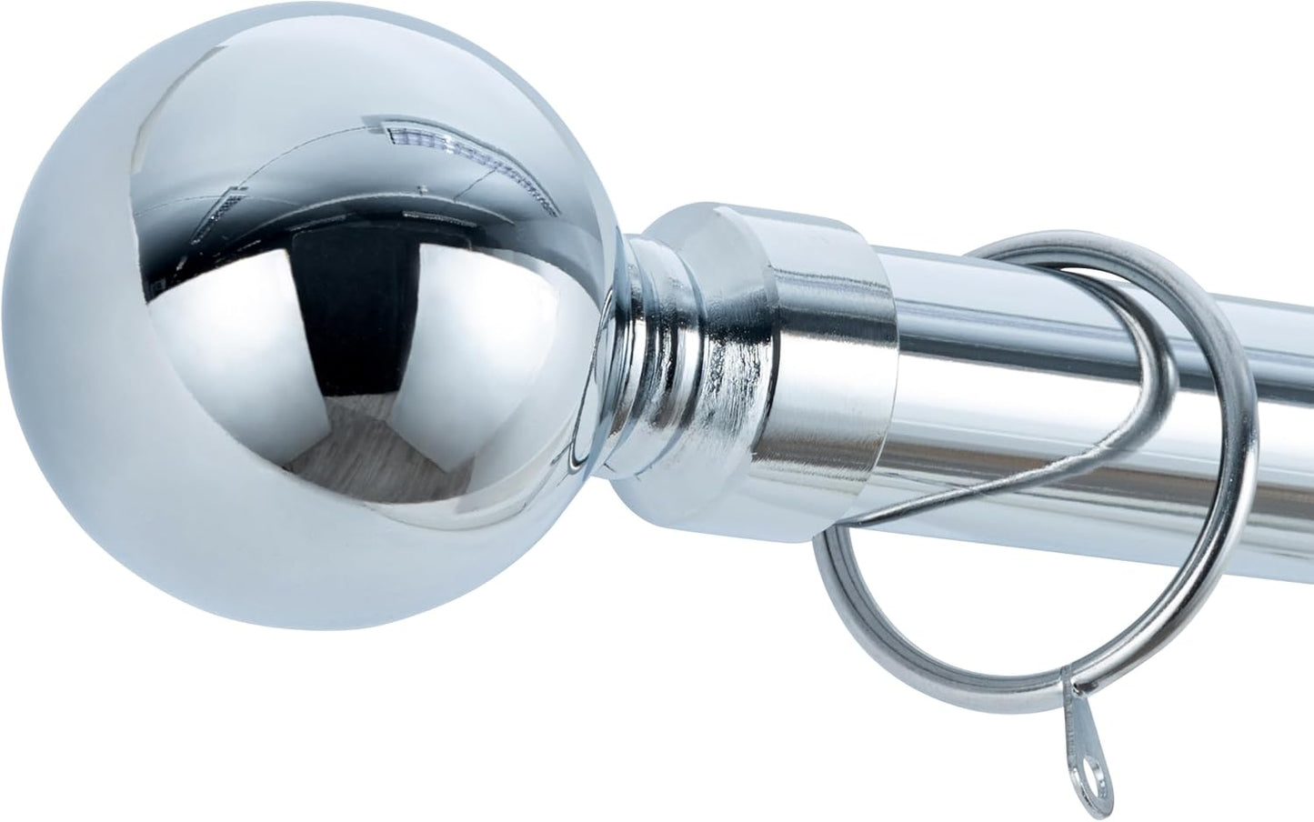 Plain Round Ball Metal Extendable Curtain Pole with Rings and Fittings (25/28mm)