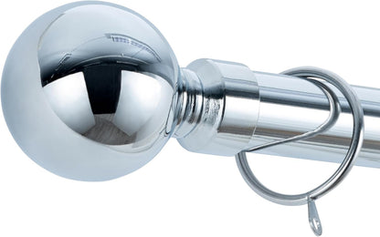 Plain Round Ball Metal Extendable Curtain Pole with Rings and Fittings (25/28mm)