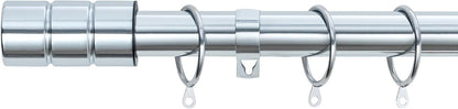 Plain Barrel Metal Extendable Curtain Pole with Rings and Fittings (25/28mm)