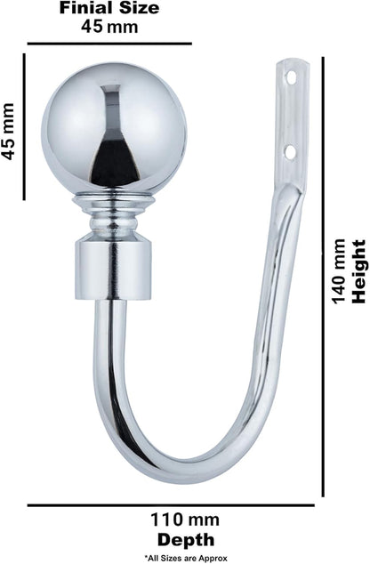 Plain Round Ball Metal Extendable Curtain Pole with Rings and Fittings (25/28mm)