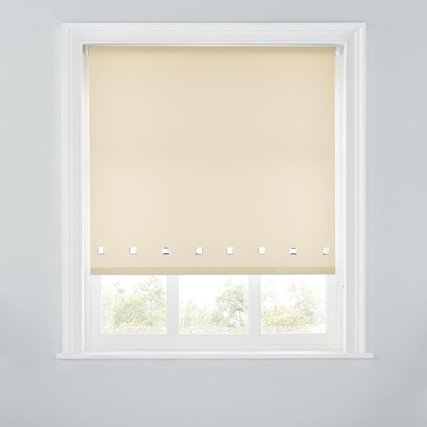 Premium Trimmable Square Eyelet Roller Window Blind – Light Filtering Fabric, Child Safe Chain for Bedroom, Kitchen, Living Room
