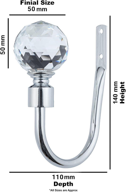 Gem Crystal Ball Metal Extendable Curtain Pole with Rings and Fittings (25/28mm)