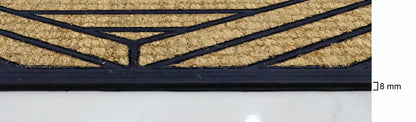 Natural Coir Doormat Printed Stripe Diamond Border Pattern 40 x 80cm - Rubber Back