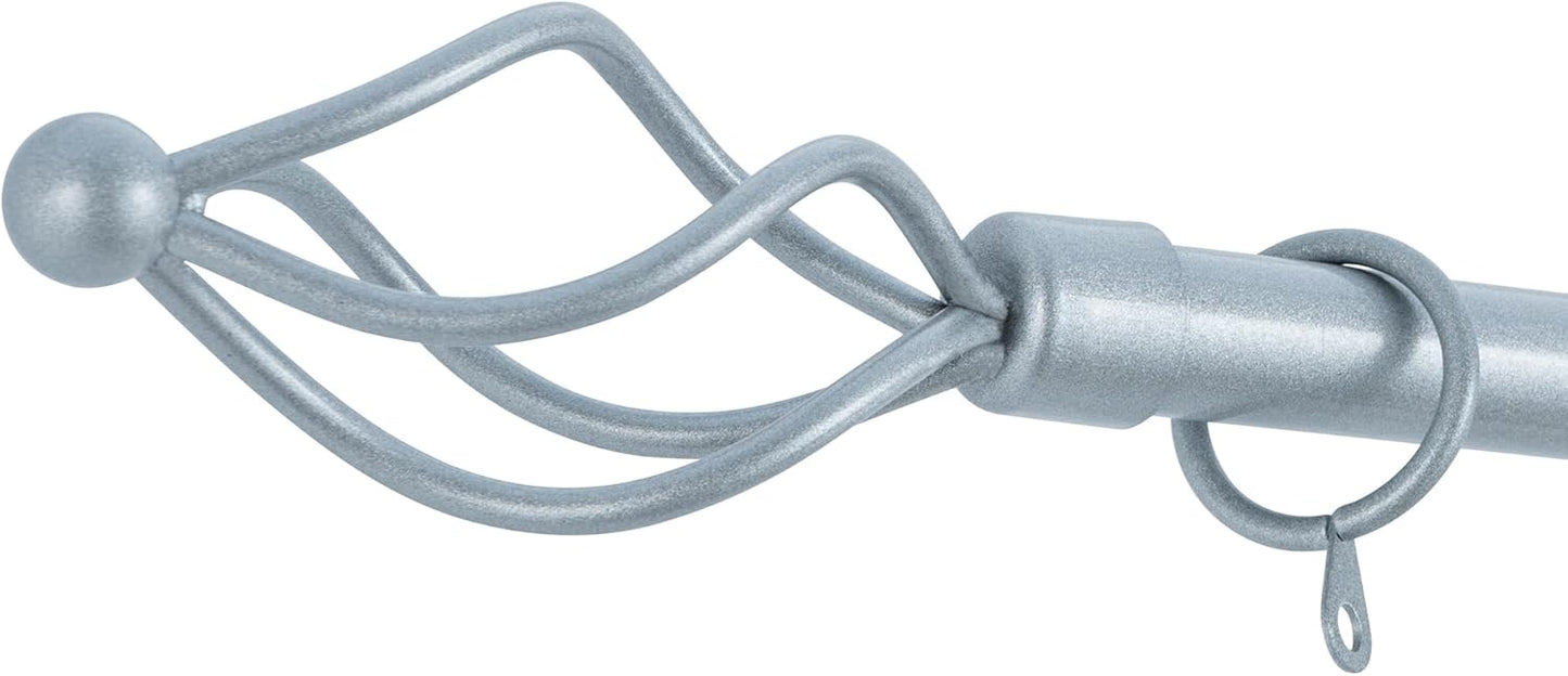 Small Twisted Metal Extendable Curtain Pole With Rings and Fittings (13/16mm)