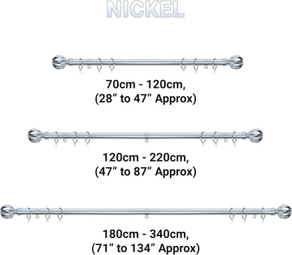 Geo Ball Metal Extendable Curtain Pole With Rings and Fittings (25/28mm)