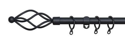Small Twisted Metal Extendable Curtain Pole With Rings and Fittings (13/16mm)