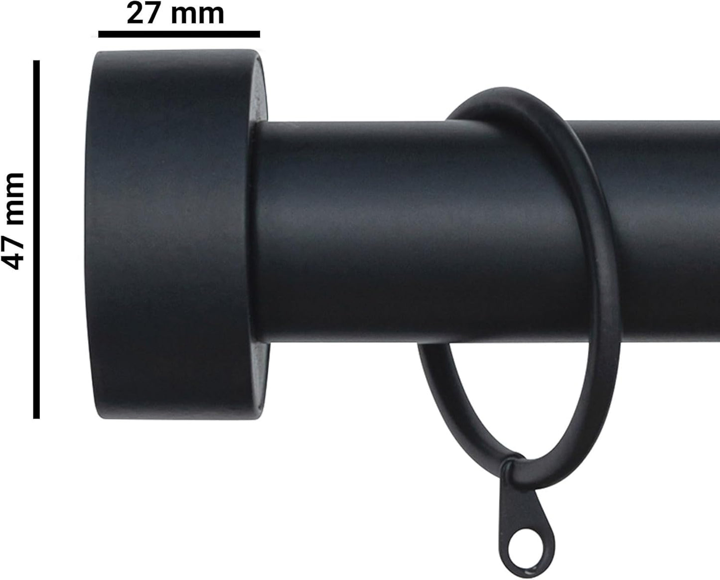Stud End Metal Extendable Curtain Pole With Rings and Fittings (25/28mm)