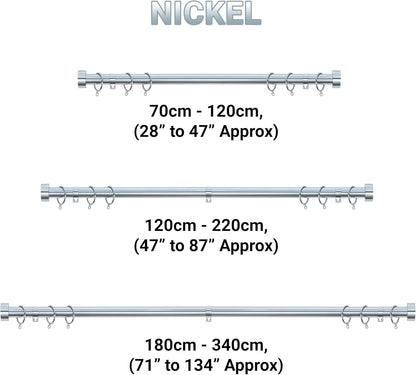 Stud End Metal Extendable Curtain Pole With Rings and Fittings (25/28mm)