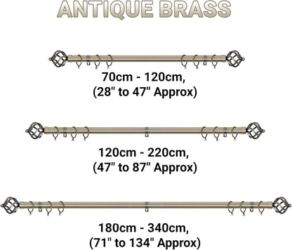 Twisted Metal Extendable Curtain Pole with Rings and Fittings (25/28mm)