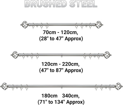 Twisted Metal Extendable Curtain Pole with Rings and Fittings (25/28mm)