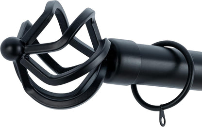 Twisted Metal Extendable Curtain Pole with Rings and Fittings (25/28mm)