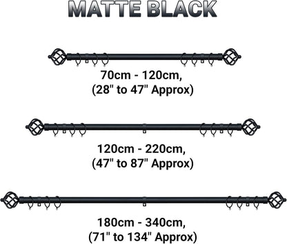 Twisted Metal Extendable Curtain Pole with Rings and Fittings (25/28mm)