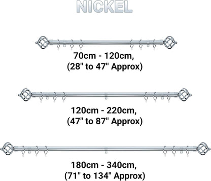Twisted Metal Extendable Curtain Pole with Rings and Fittings (25/28mm)