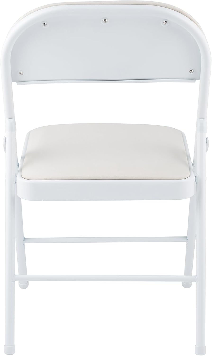 Metal Frame Foldable Chair Velvet Padded Chair for Kitchen Garden Office - White