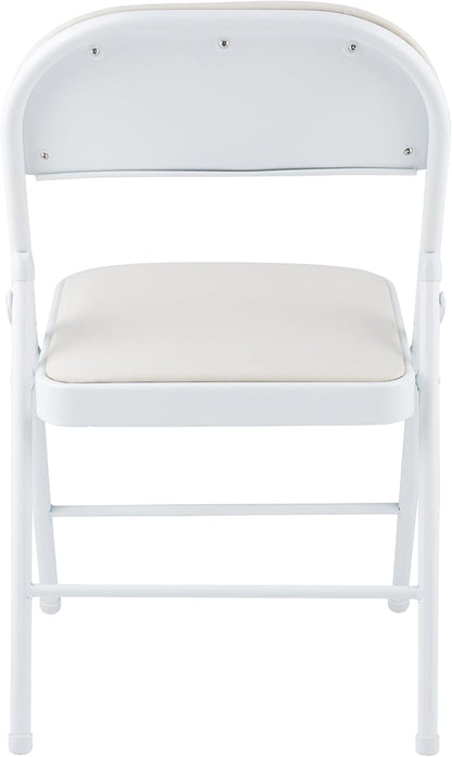 Metal Frame Foldable Chair Velvet Padded Chair for Kitchen Garden Office - White